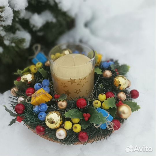 Новогодняя композиция, подсвечник