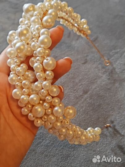 Жемчужный свадебный ободок