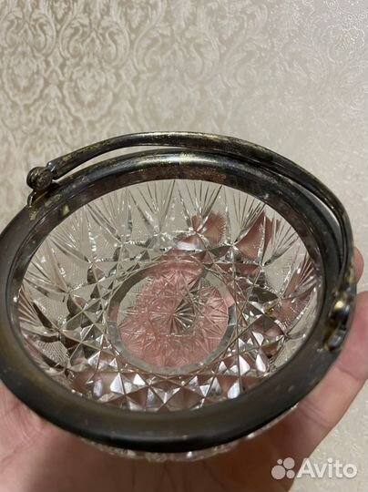 Фруктовница. Серебро. Хрусталь. СССР