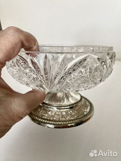 Хрустальный роузбол – вазочка. Винтаж из Англии