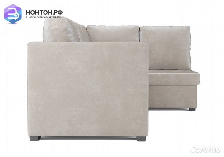 Угловой диван дельфин Мансберг вельвет бежевый