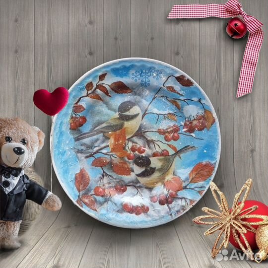 Подарочная новогодняя тарелка Настенная