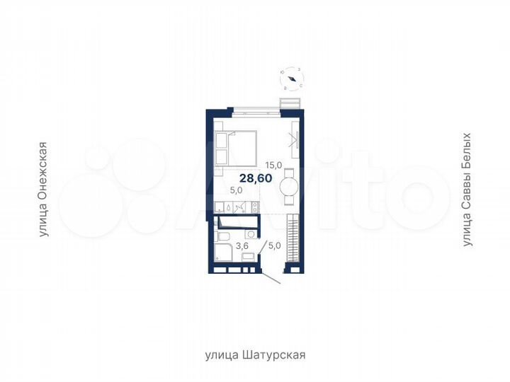 Квартира-студия, 28,6 м², 16/21 эт.