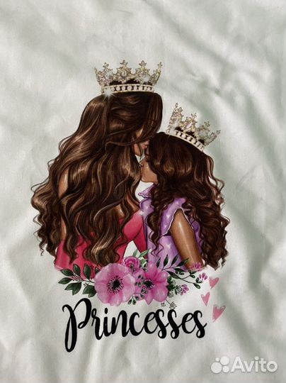 Ткань Купон футер Принцессы мама дочка