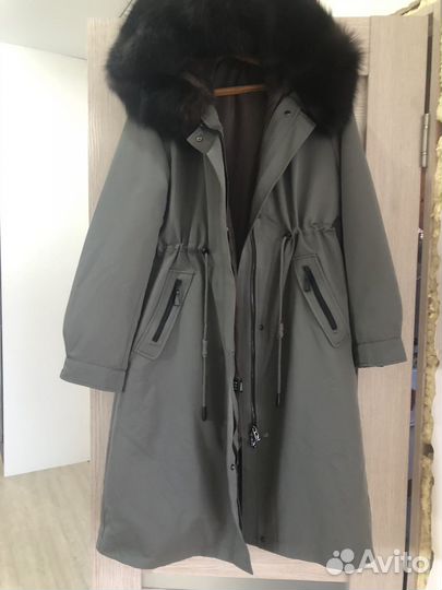 Парка-тренч-натуральный мех