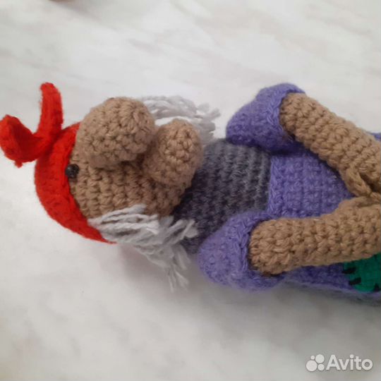 Вязаная игрушка-оберег баба Яга 28 см