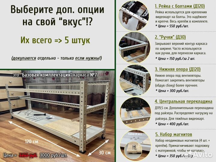 Каркас для майнинг фермы №7: Д120-Ш30-В45 см