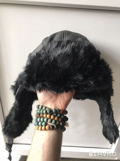 Шапка из натуральной кожи с нат. Мехом