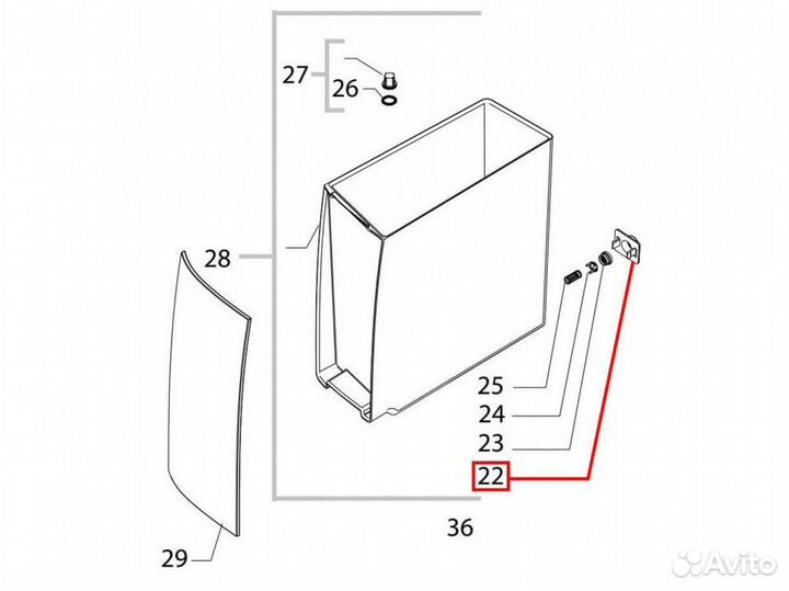 Держатель манжеты бункера воды для кофемашины Saec