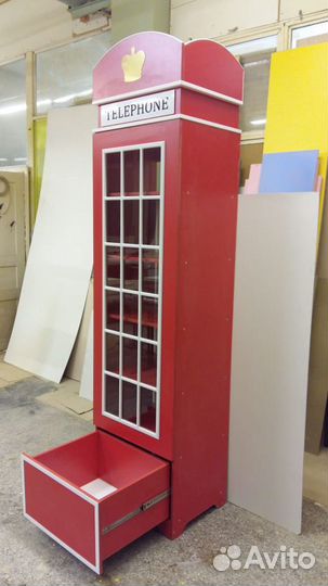 Красная Телефонная Будка Шкаф в детскую London-15