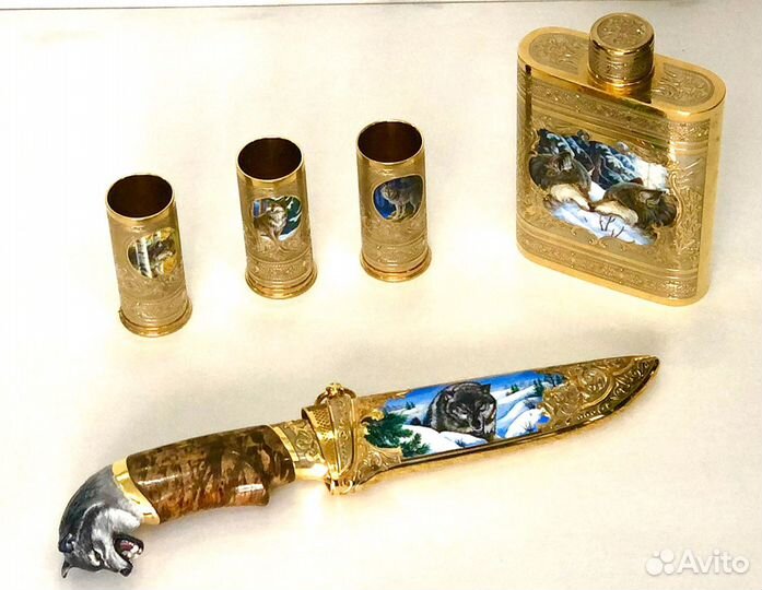 Набор охотника фляга стопки нож