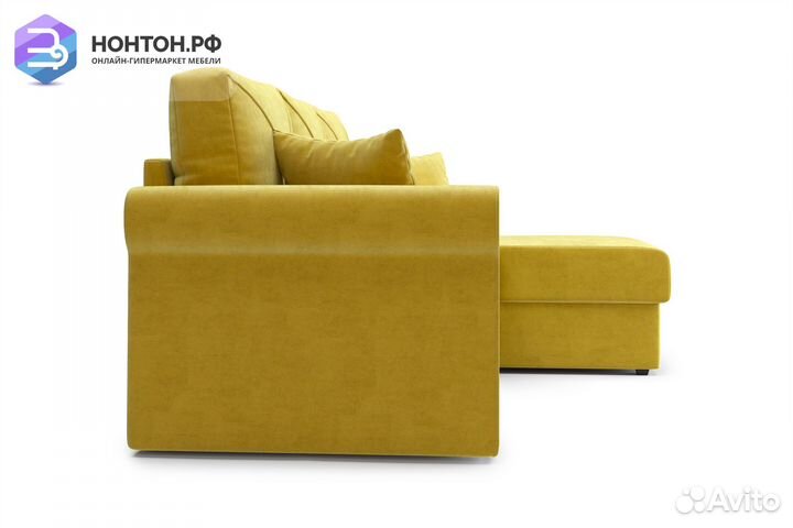 Диван угловой дельфин Лира горчичый