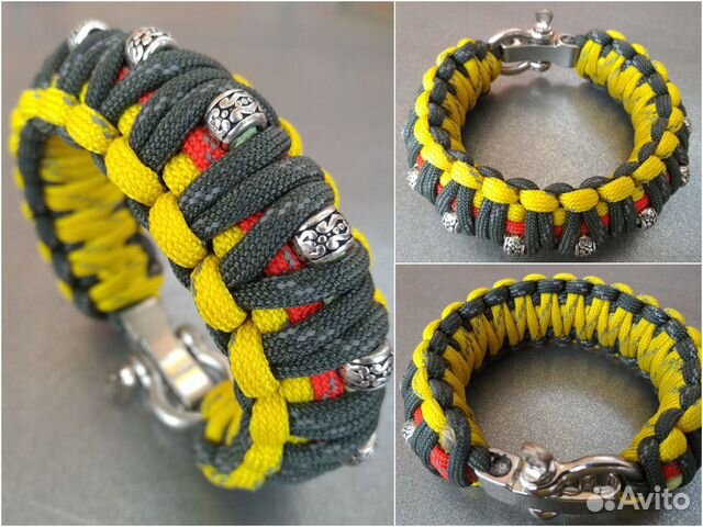 Браслет из паракорда 550 двойной с бусинами фосфор