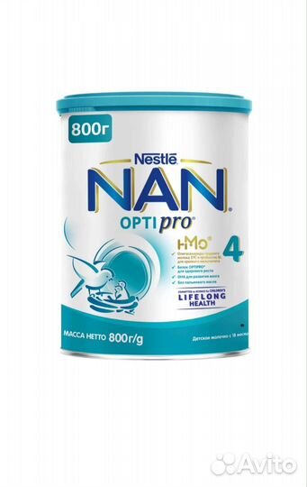 Детское питание смесь нан 4 800г