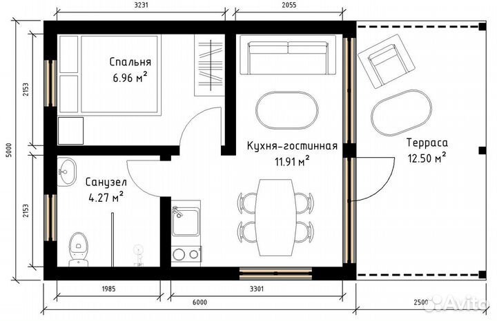 Каркасный дом 30 м² под ключ