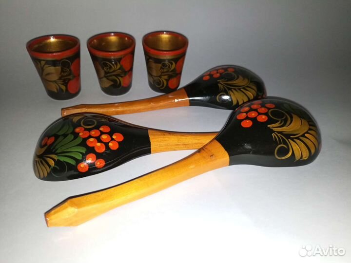 СССР винтаж/Ложка, стопки Хохлома