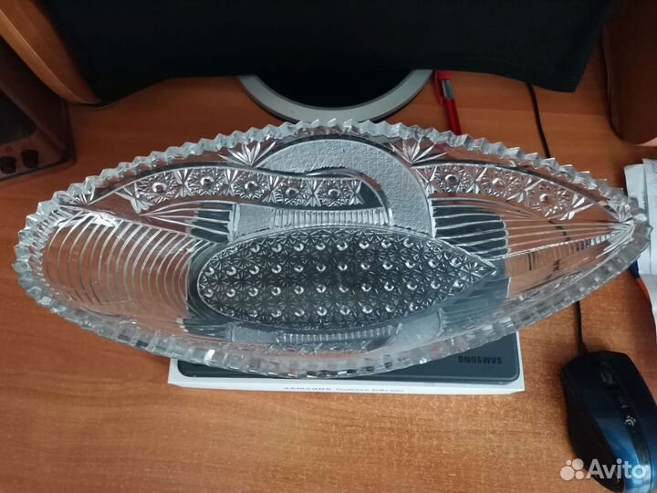 Хрустальные конфетница, салатница