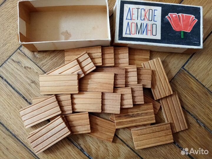 Домино детское цветочное деревянное винтаж СССР ф