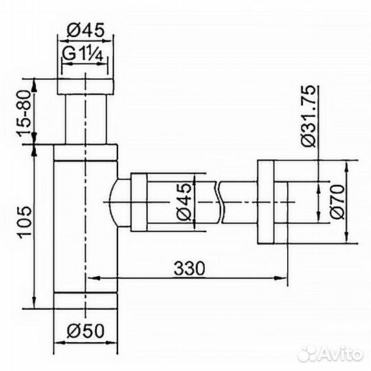 Сифон раковины Rose RS21 хром