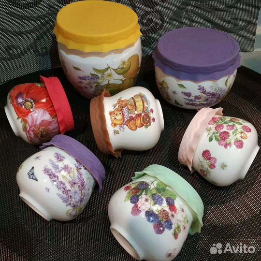 Фарфоровые баночки с силиконовыми крышками Lefard