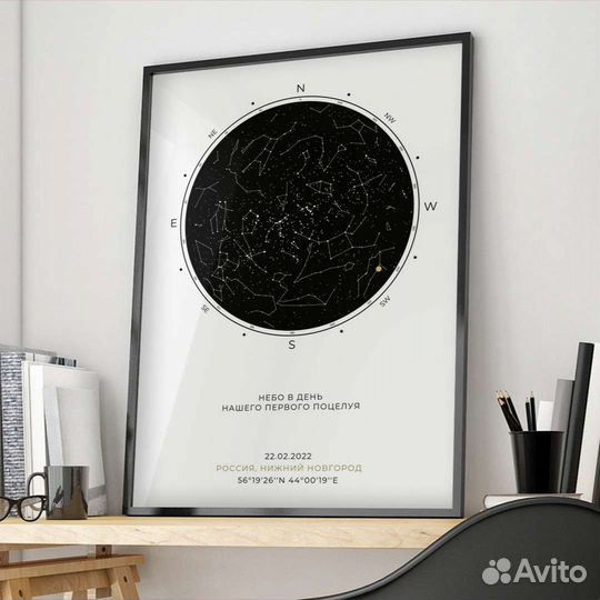 Подарок Карта звёздного неба Картина