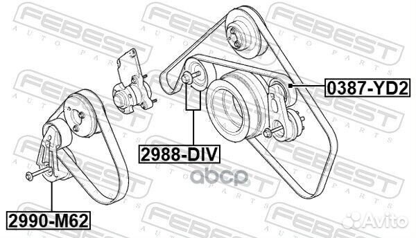 Натяжитель ремня 2990-M62 Febest