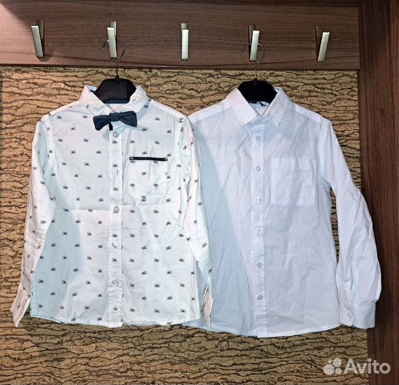 Новая детская рубашка белого цвета, 122р