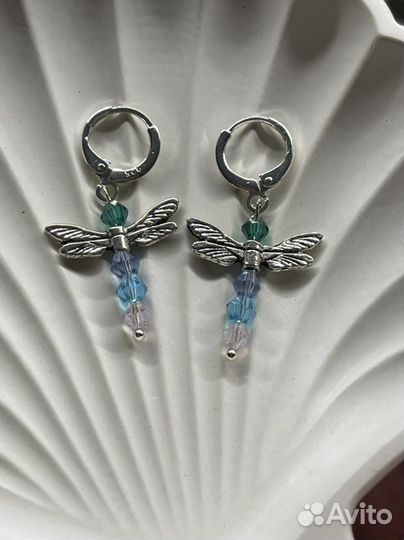 Серьги стрекозы