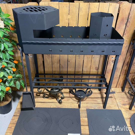 Мангал с печью под казан