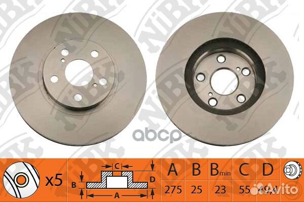 Диск тормозной toyota celica 99- перед.вент. RN