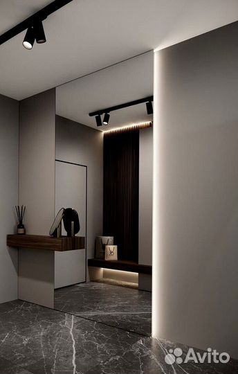 Прямоугольное «парящее» зеркало с LED подсветкой