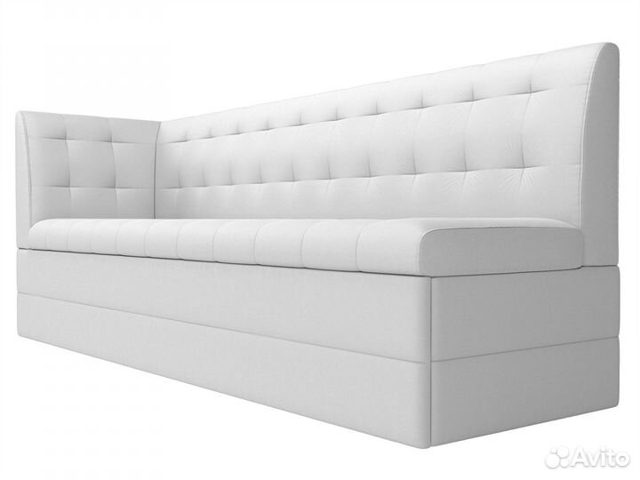 Диван кухонный Бриз с углом слева, экокожа, белый