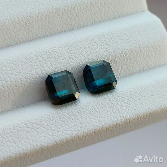 Пара синих ограненных турмалинов индиголит 2 ct