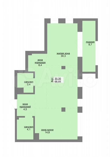 2-к. квартира, 69,9 м², 7/31 эт.