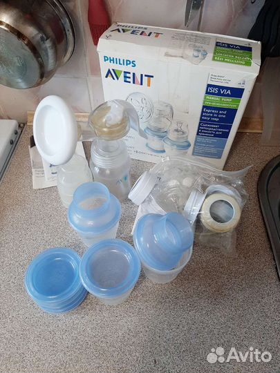 Молокоотсос Avent + Бутылочка Avent стекло 120