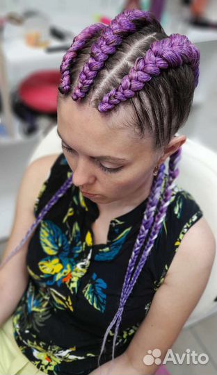 Плетение кос с канекалоном,прически