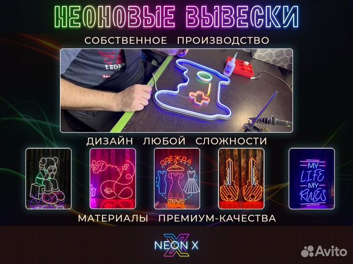 Светодиодная вывеска неон