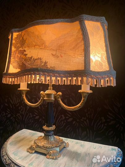 Антикварная настольная лампа, бронза. Франция