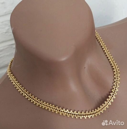 Золотой браслет, чокер, серьги из бисера