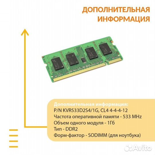 Kingston sodimm DDR2 1гб 533 MHz PC2-4200