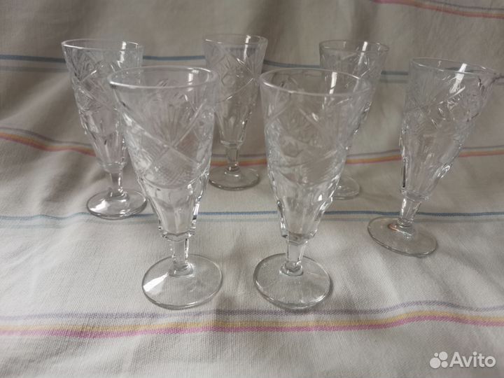 Хрустальные рюмки СССР, 6 шт