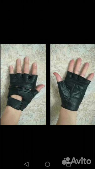 Перчатки. Без пальцев. Кожа натур. Велоперчатки