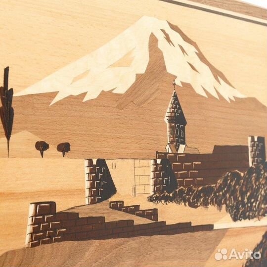 Нарды и шашки подарочные Церковь у Арарата 59 х 60 см бук Армения 62758