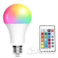 Светодиодная лампочка rgbw с пультом ду 15W Е27 с