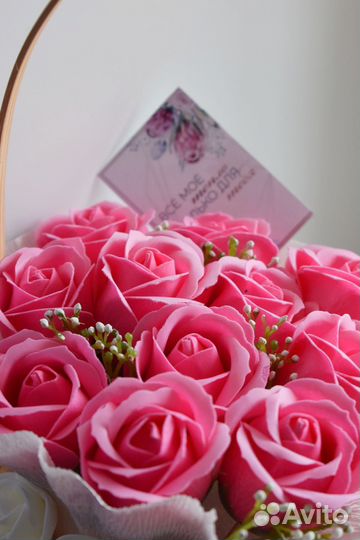 Мыльные букеты в корзине