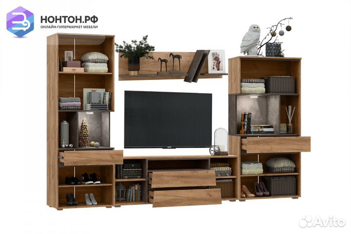 Гостиная Соренто №1 дуб крафт / бетон темный