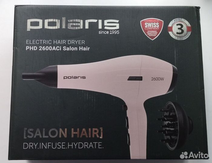 Фен новый Polaris PHD 2600ACI Salon Hair