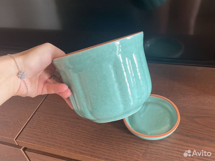 Горшок кашпо керамический с поддоном