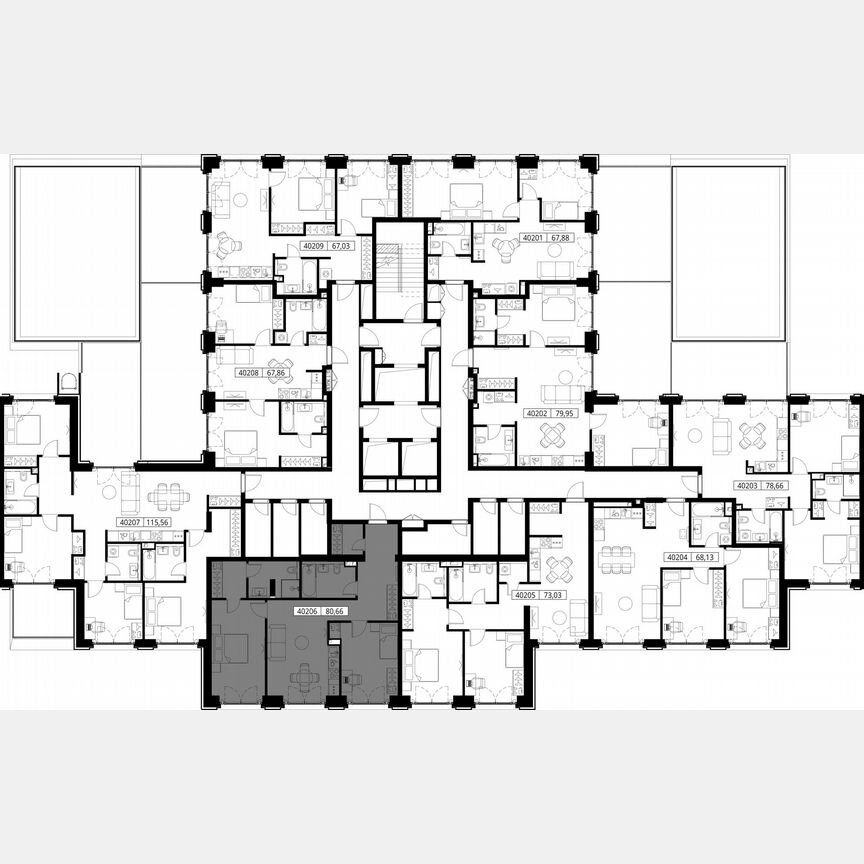 2-к. квартира, 80,7 м², 2/15 эт.