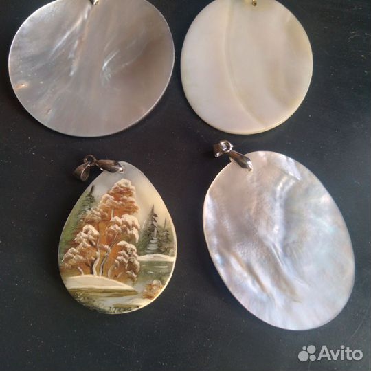 Кулоны перламутр роспись федоскино